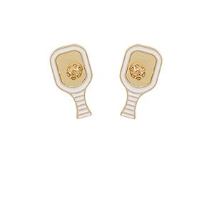 Pickleball Epoxy Pave Accent Earrings